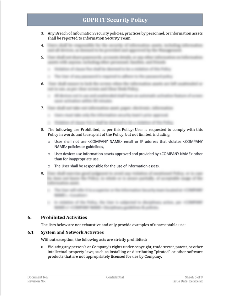 GDPR IT Security Policy Template