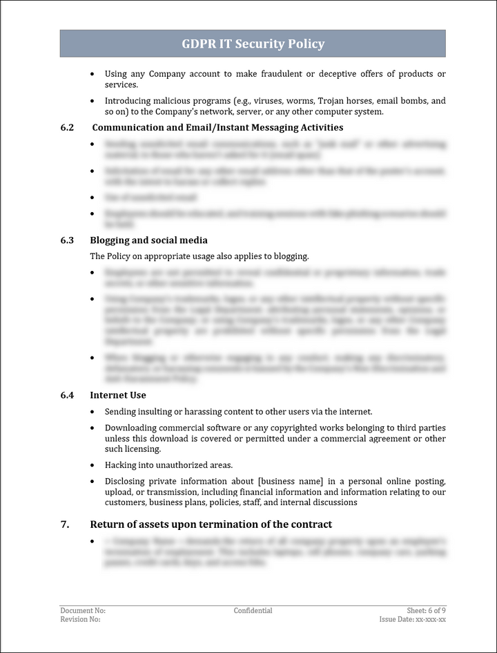 GDPR IT Security Policy Template