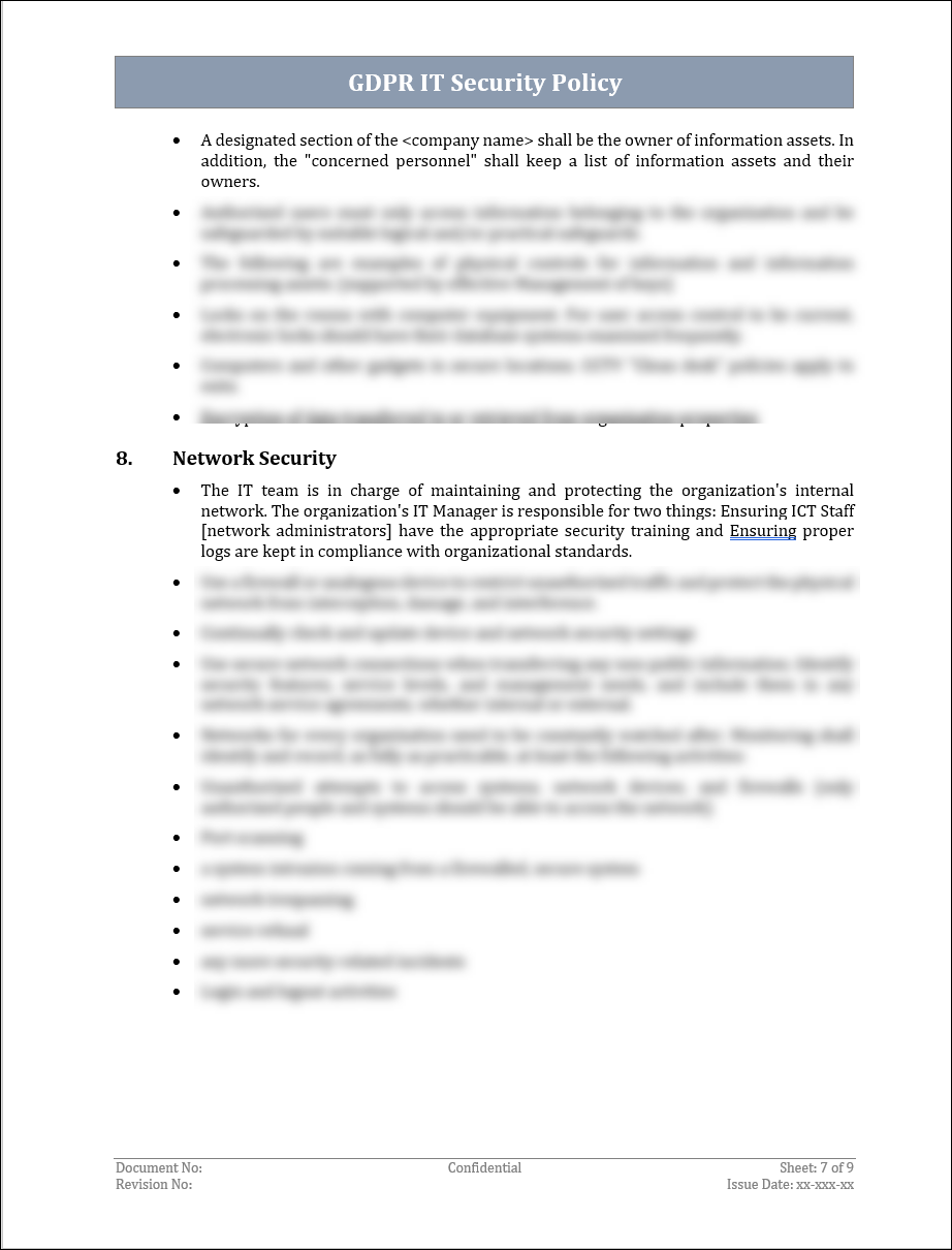 GDPR IT Security Policy Template