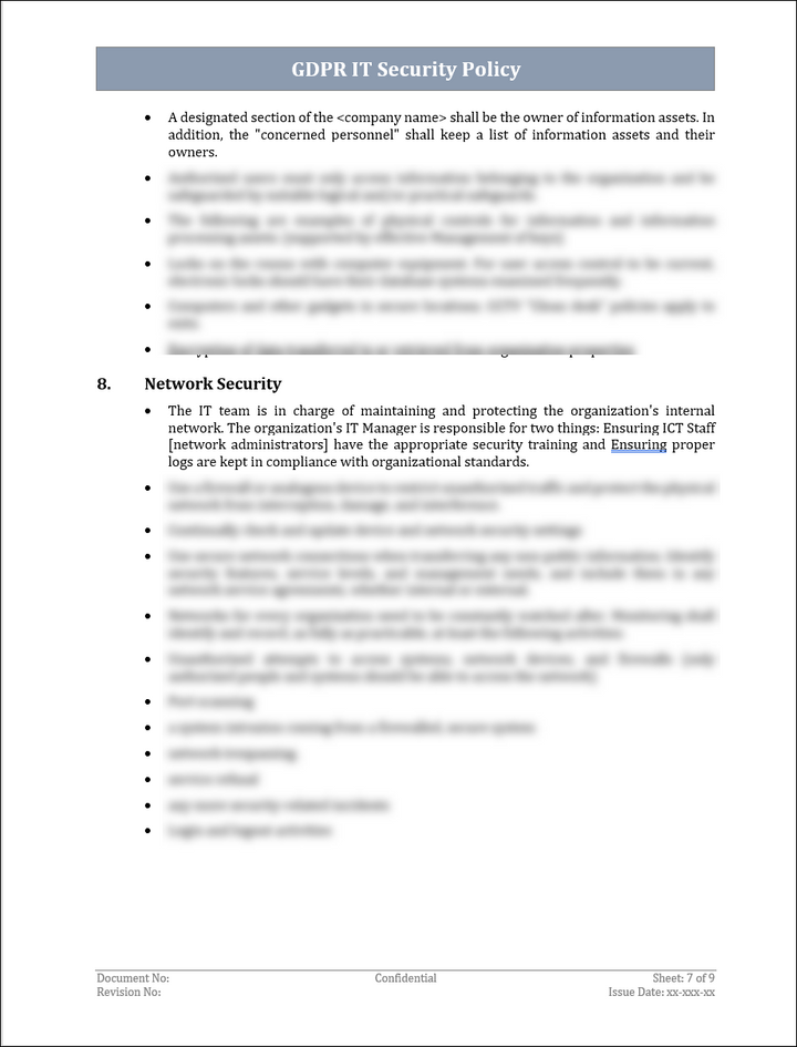 GDPR IT Security Policy Template