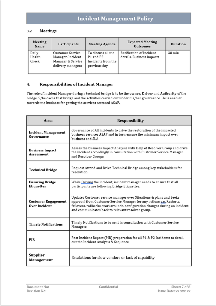 Incident Management Policy Template IT Governance Framework