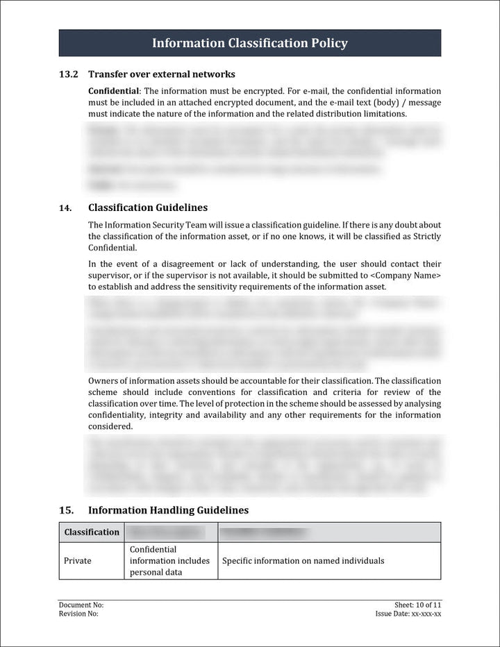 ISO 27001:2022 - Information Classification Policy Template