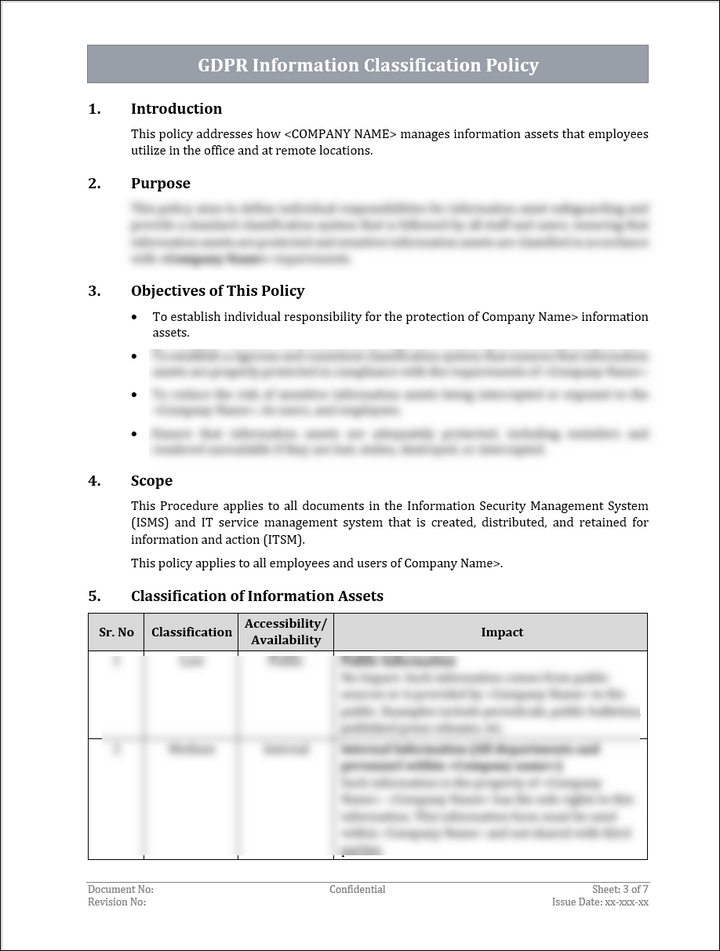 GDPR Information Classification Policy Template