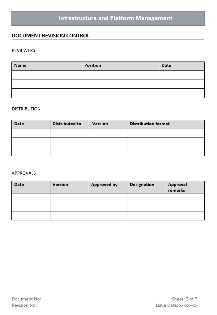 Infrastructure and Platform Management Revision Control