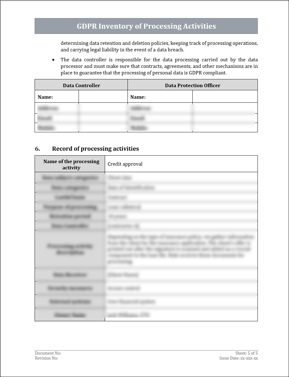 Activity Inventory Example GDPR Inventory of Processing Activities Template – IT Governance Framework