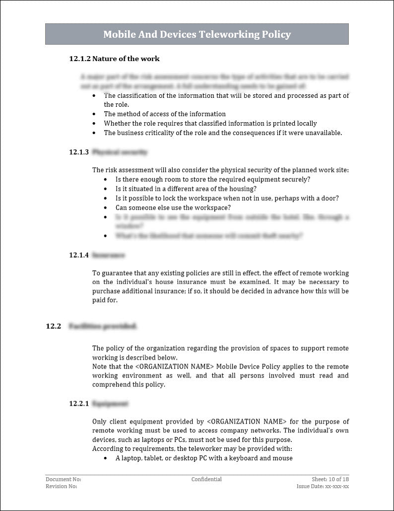 ISO 27001:2022 Mobile And Devices Teleworking Policy Template IT ISO 27001:2022 Mobile And Devices Teleworking Policy Template IT