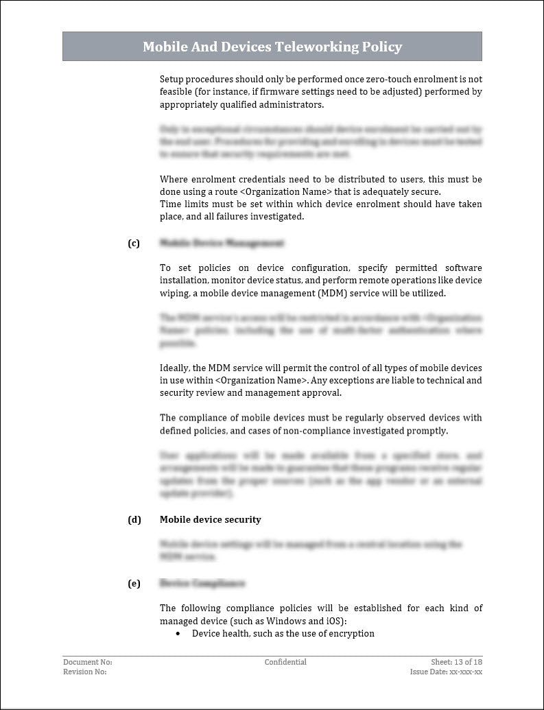 ISO 27001:2022 Mobile And Devices Teleworking Policy Template IT ISO 27001:2022 Mobile And Devices Teleworking Policy Template IT