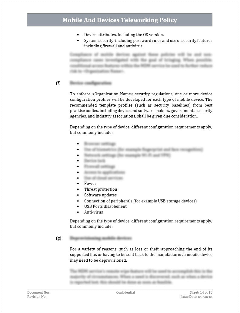 ISO 27001:2022 Mobile And Devices Teleworking Policy Template IT ISO 27001:2022 Mobile And Devices Teleworking Policy Template IT