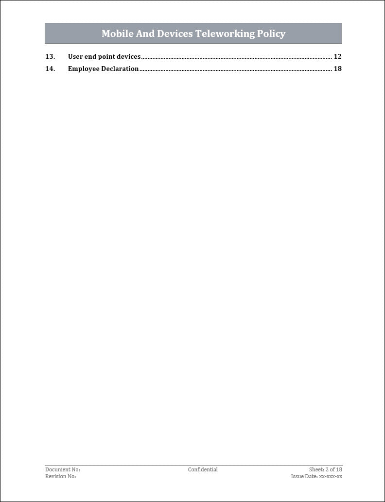 ISO 27001:2022 Mobile And Devices Teleworking Policy Template IT ISO 27001:2022 Mobile And Devices Teleworking Policy Template IT