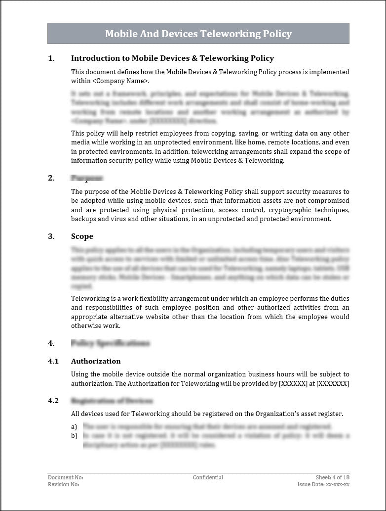ISO 27001:2022 Mobile And Devices Teleworking Policy Template IT ISO 27001:2022 Mobile And Devices Teleworking Policy Template IT