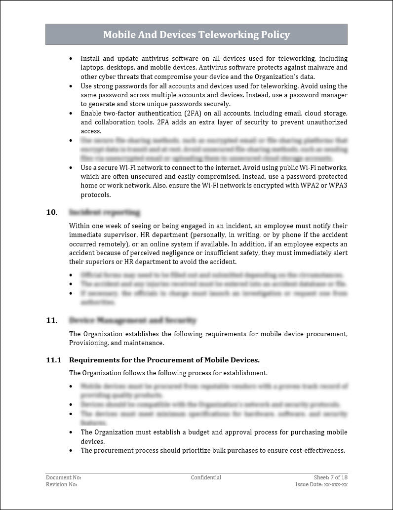 ISO 27001:2022 Mobile And Devices Teleworking Policy Template IT ISO 27001:2022 Mobile And Devices Teleworking Policy Template IT