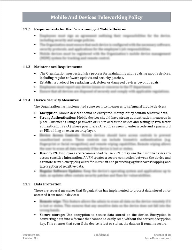 ISO 27001:2022 Mobile And Devices Teleworking Policy Template IT ISO 27001:2022 Mobile And Devices Teleworking Policy Template IT
