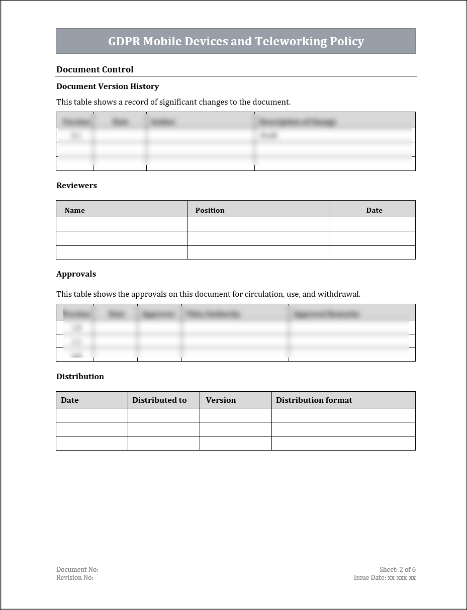 GDPR Mobile Devices and Teleworking Policy Template IT Governance Docs GDPR Mobile Devices and Teleworking Policy Template IT Governance Docs
