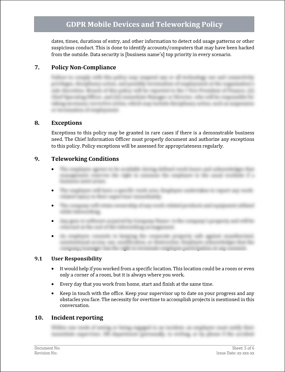 GDPR Mobile Devices and Teleworking Policy Template IT Governance Docs GDPR Mobile Devices and Teleworking Policy Template IT Governance Docs