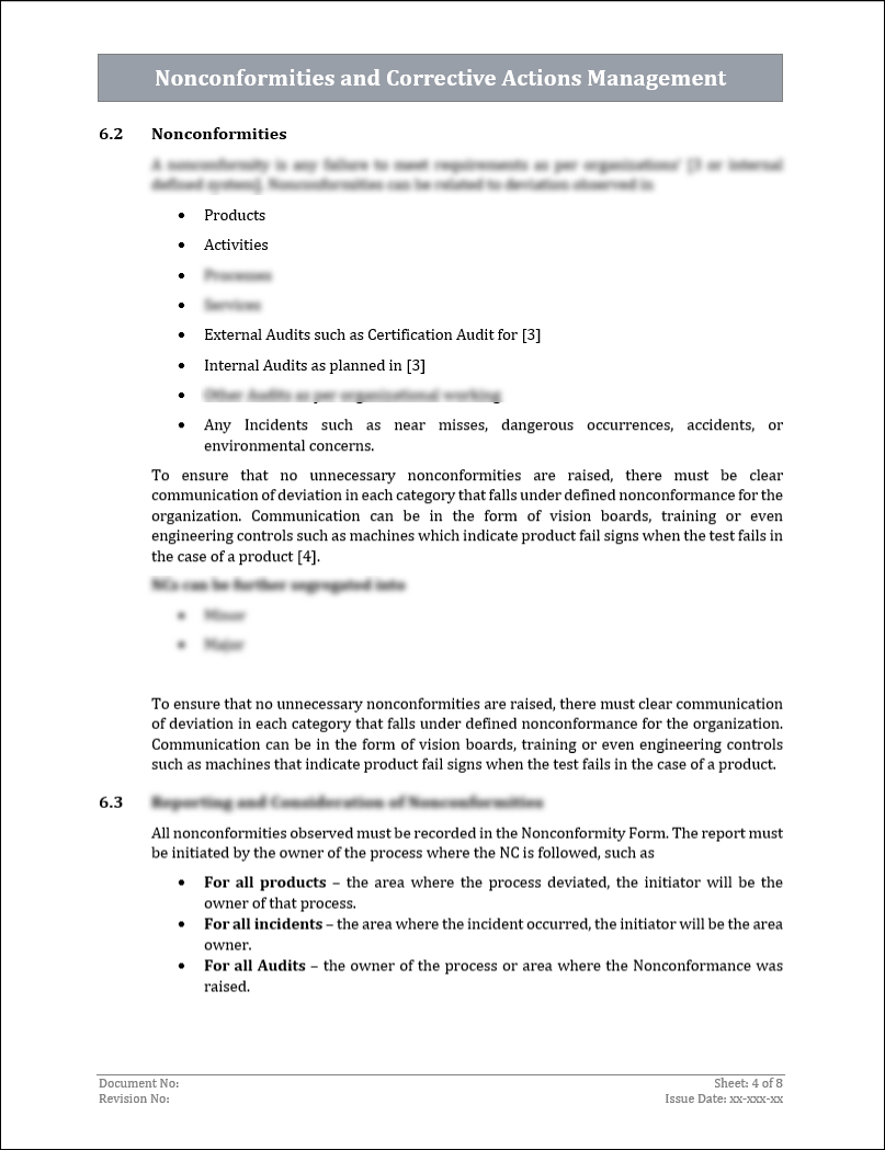 ISO 9001:QMS Nonconformities and Corrective Actions Management Template