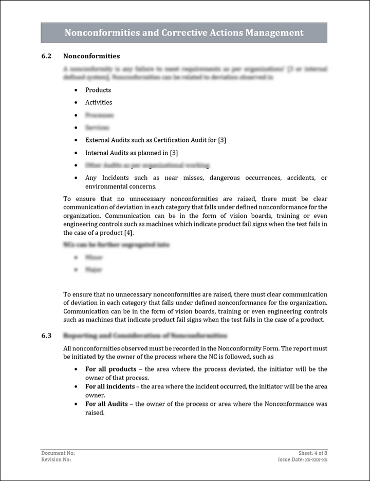 ISO 9001:QMS Nonconformities and Corrective Actions Management Template