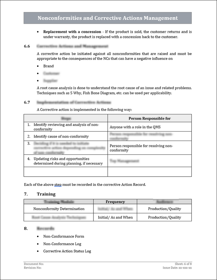 ISO 9001:QMS Nonconformities and Corrective Actions Management Template