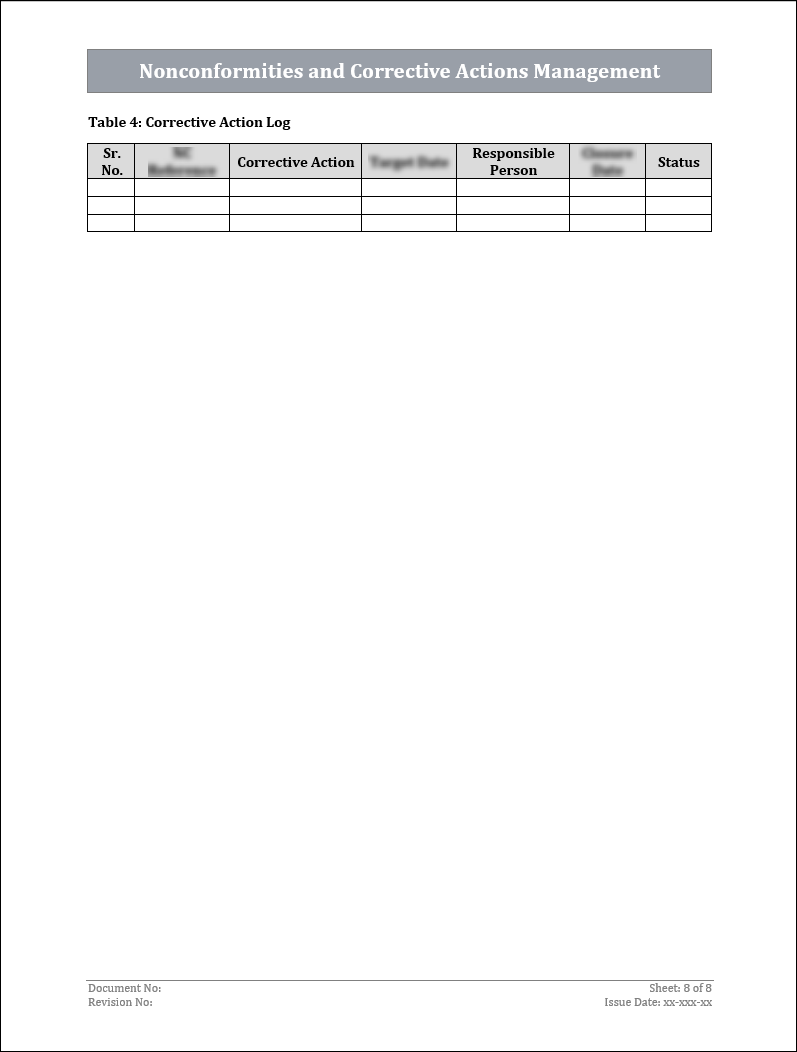 ISO 9001:QMS Nonconformities and Corrective Actions Management Template