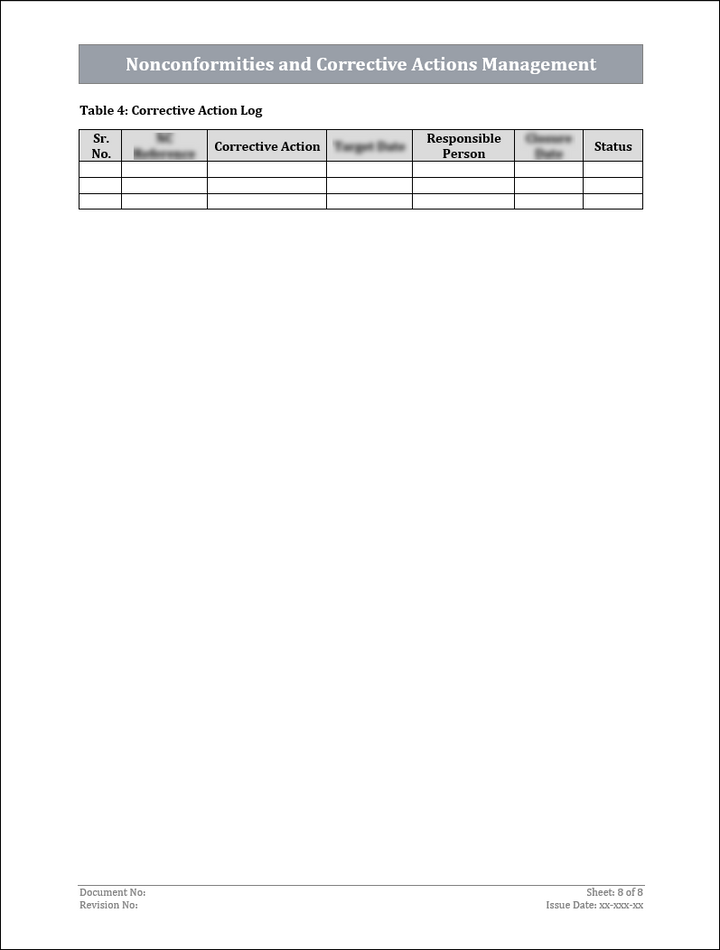 ISO 9001:QMS Nonconformities and Corrective Actions Management Template