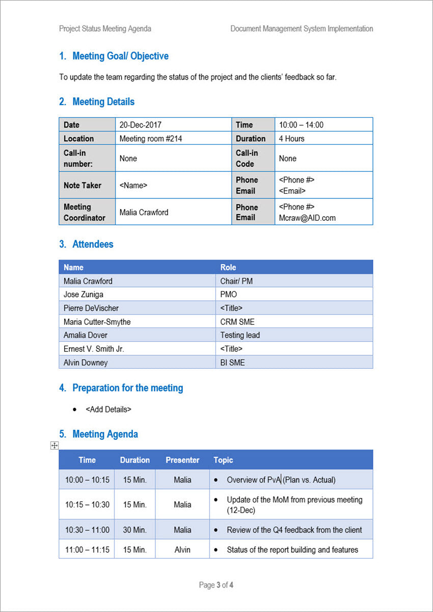 Meetings Management Pack