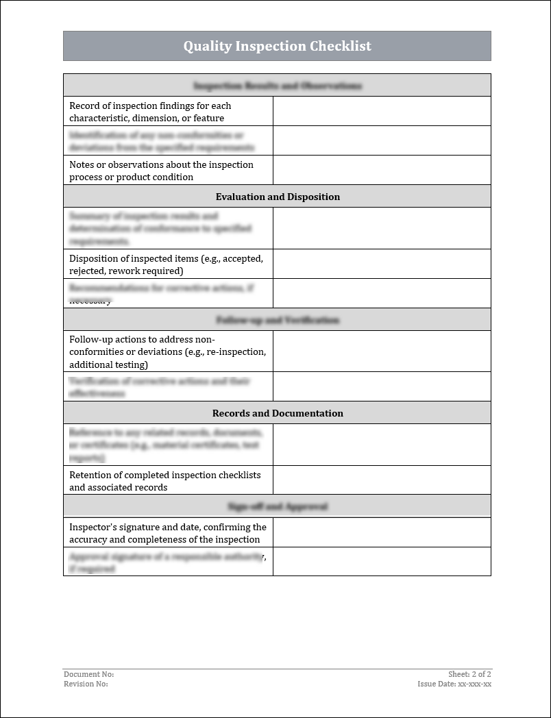 ISO 9001 QMS Quality Inspection Checklist Template IT Governance Iso 9001 qms quality inspection checklist template it governance