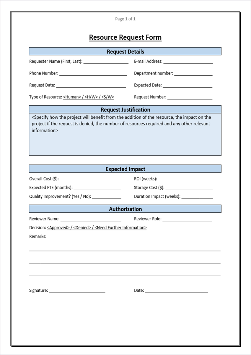 Resource and Capacity Excel Plans