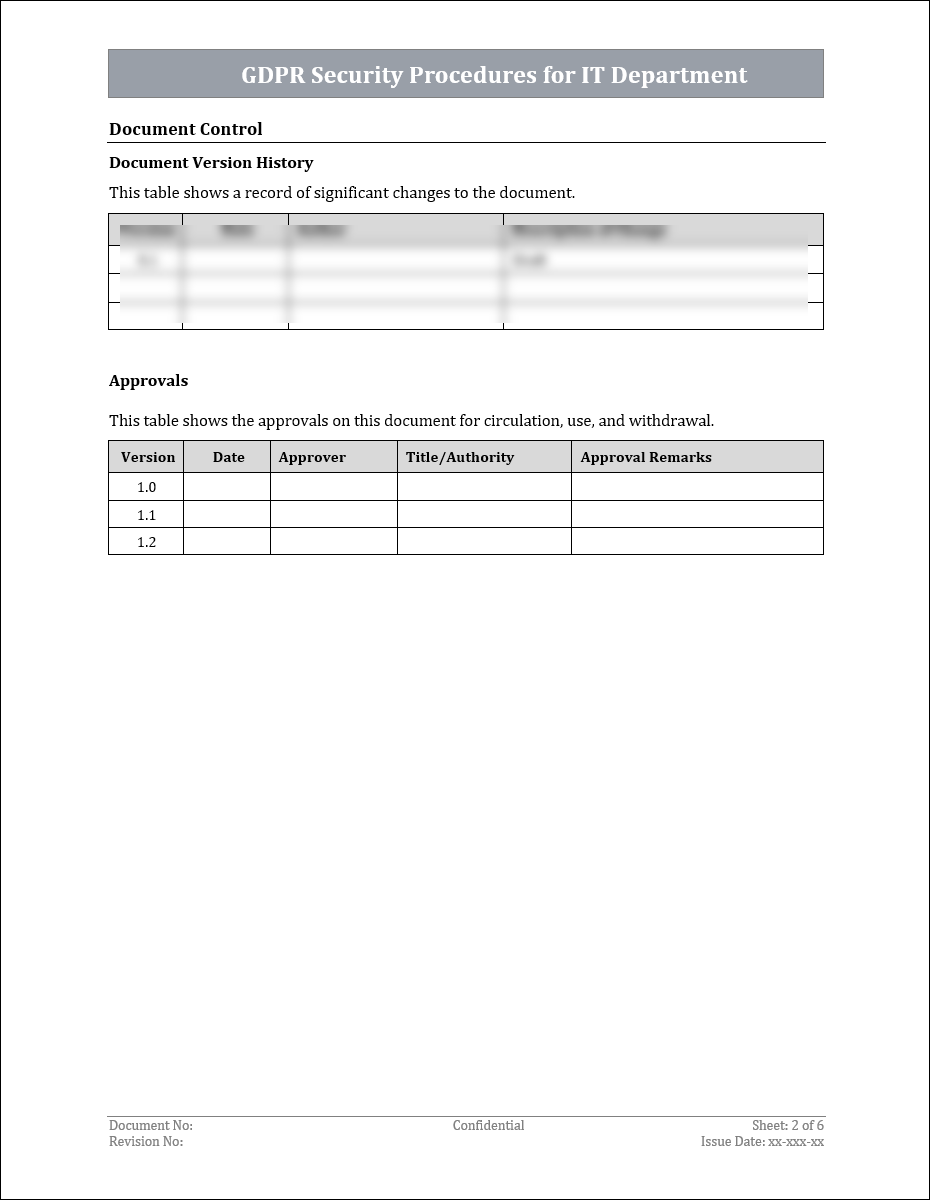 GDPR Security Procedures for IT Department Template