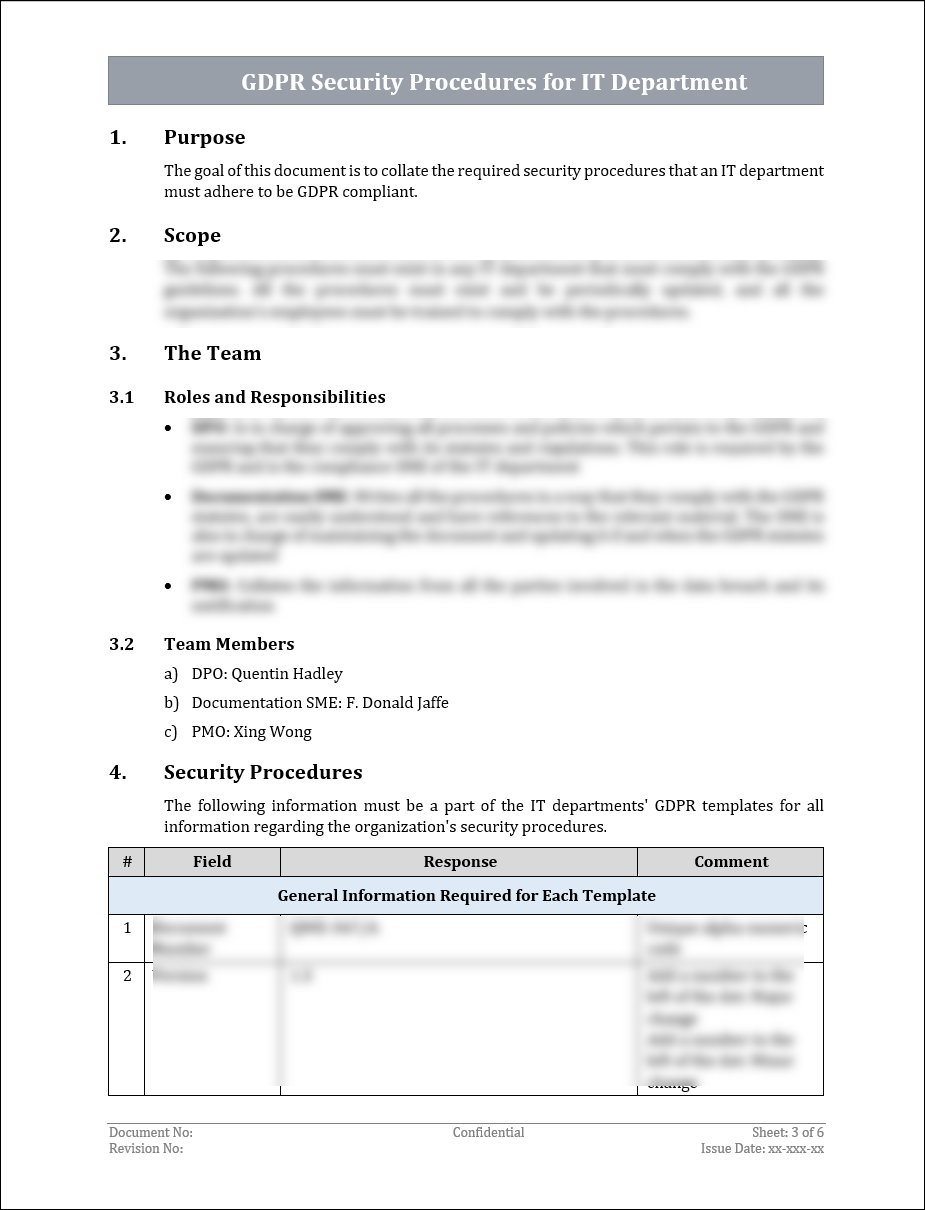 GDPR Security Procedures for IT Department Template