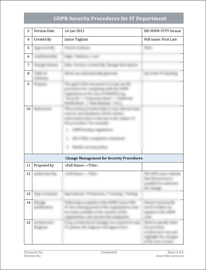 GDPR Security Procedures for IT Department Template