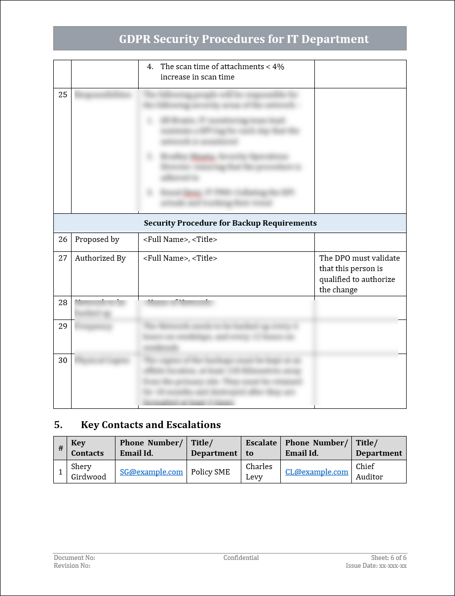 GDPR Security Procedures for IT Department Template