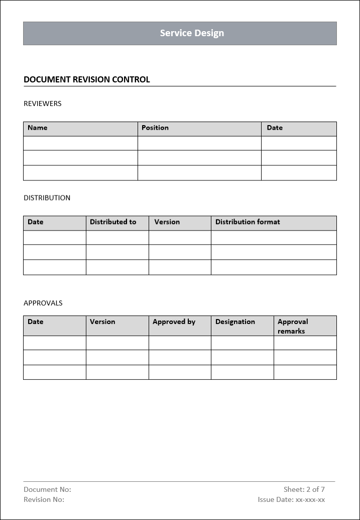 Service Design Revision Control