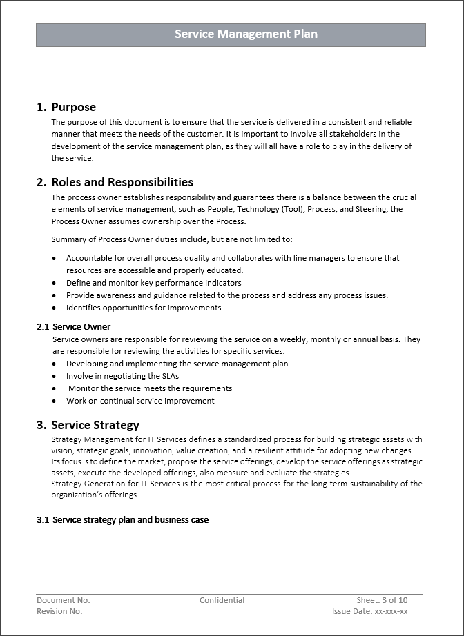 Service Management Plan Template – IT Governance Docs