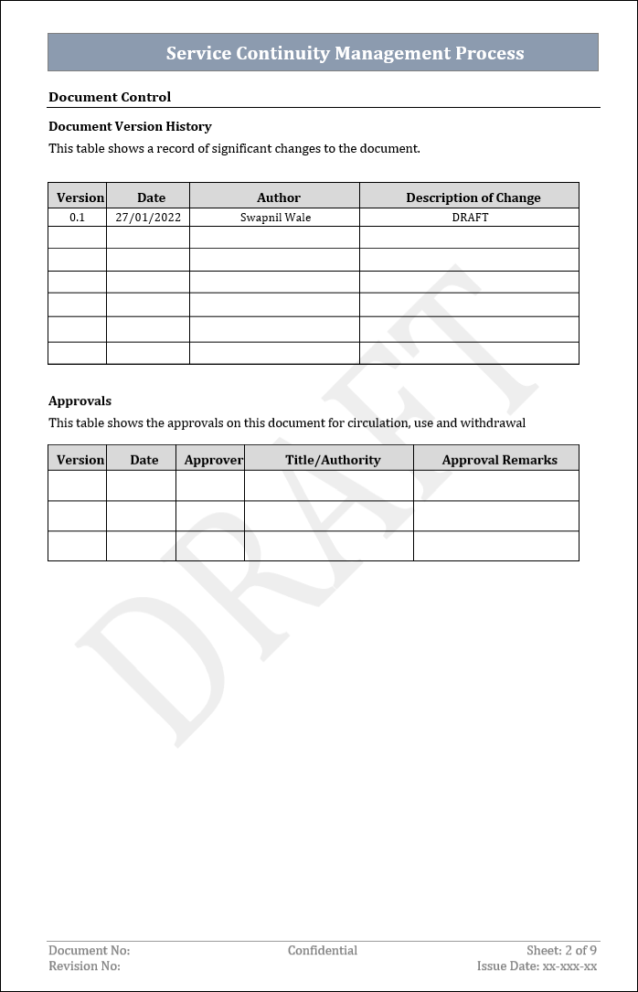 Service Continuity Management