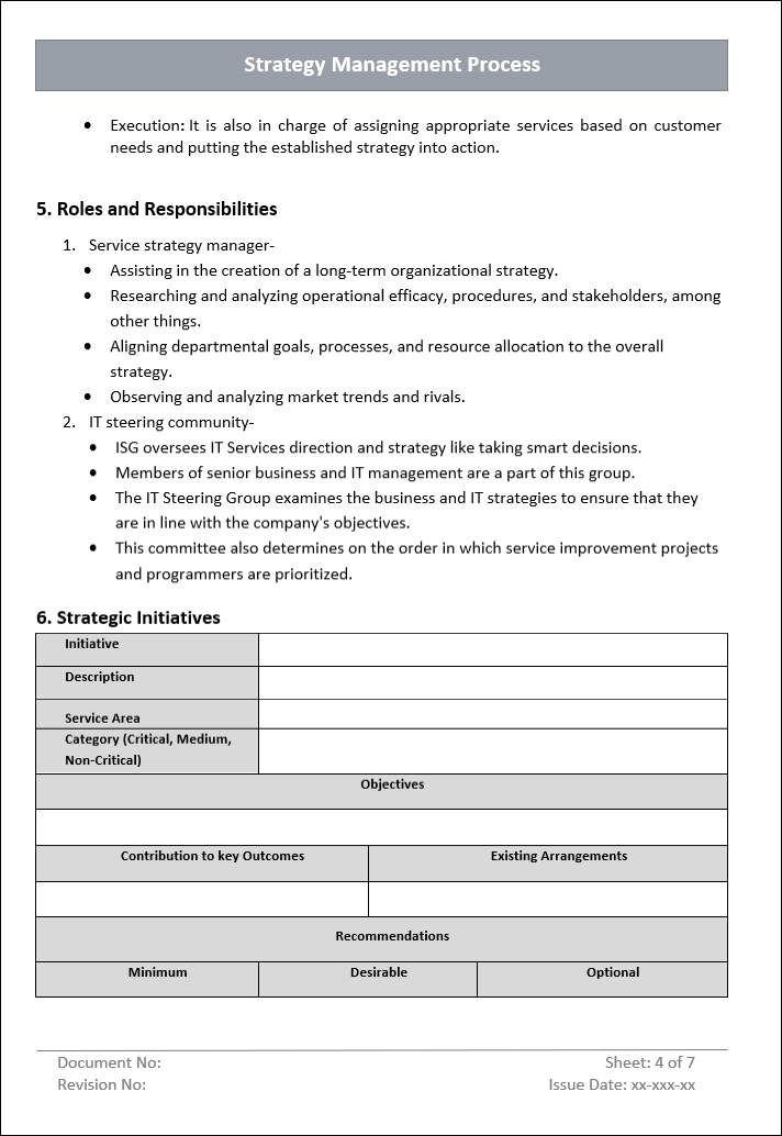 Strategy Management Process Template