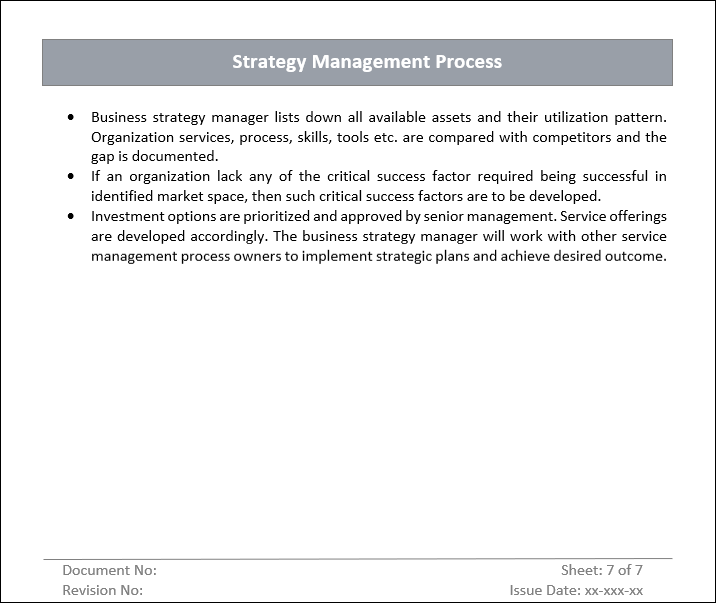 Strategy Management Process Template