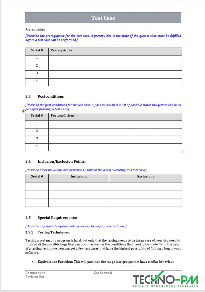 Test Case Word Template