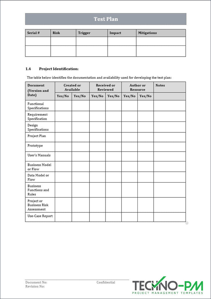 Test Plan Template