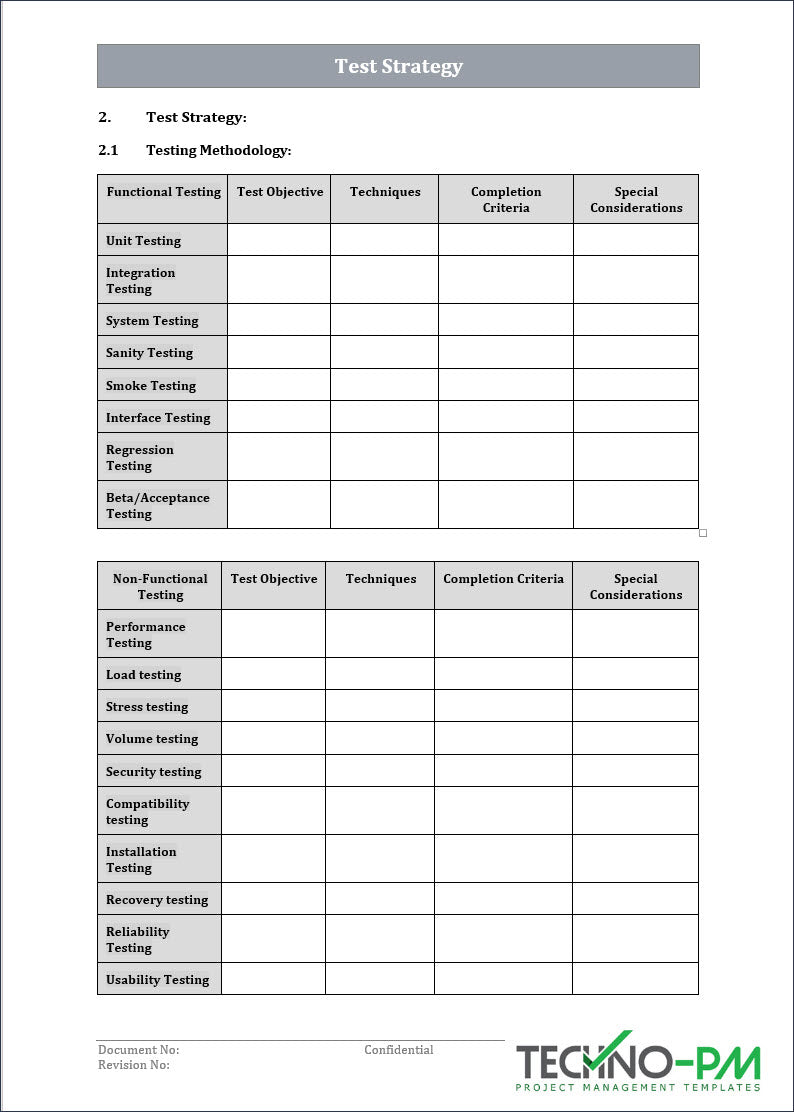 Test Strategy Template