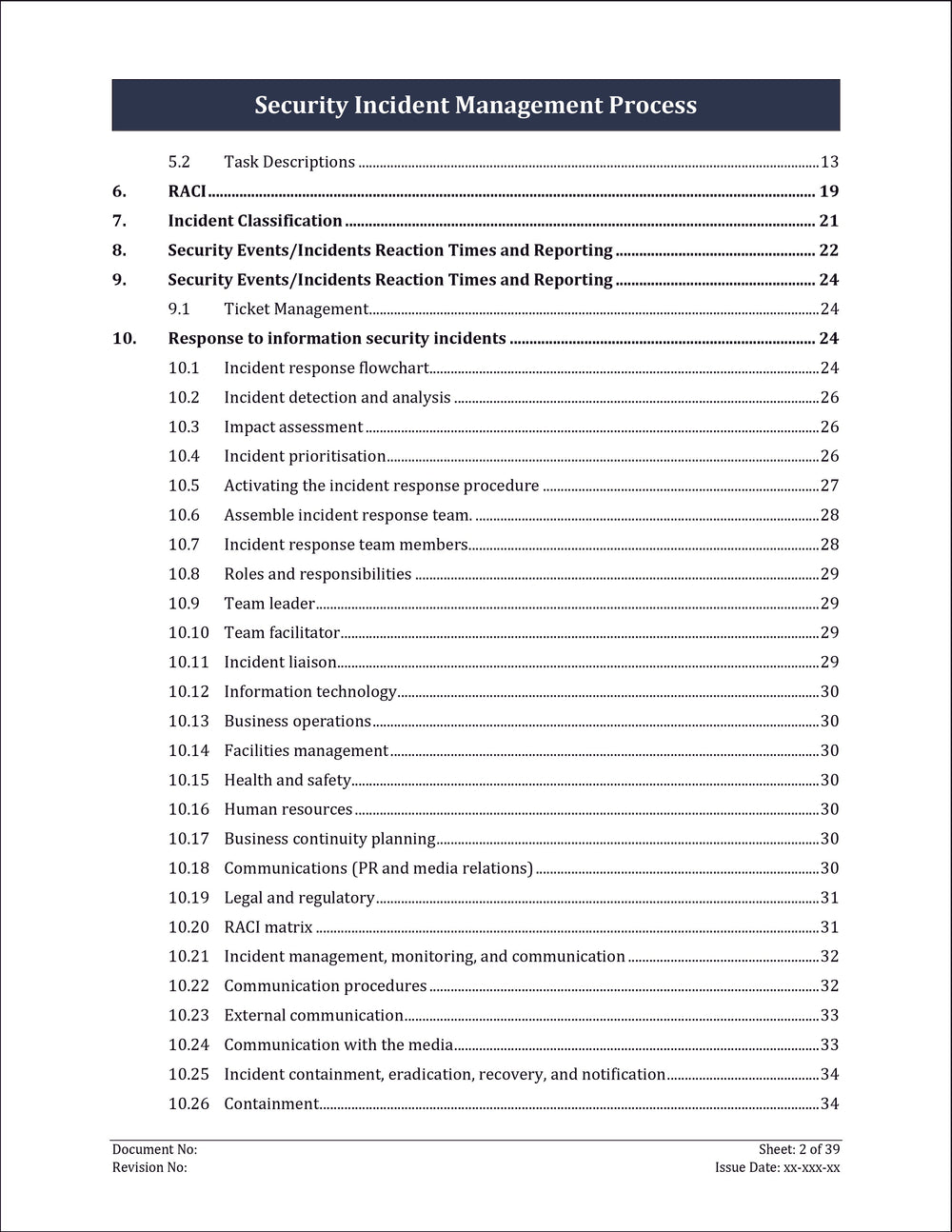 ISO 27001:2022-Security Incident Management Process Template