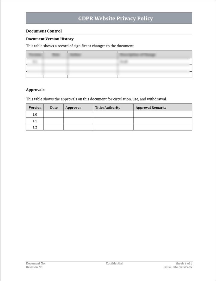 GDPR Website Privacy Policy Template