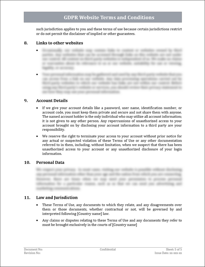 GDPR Website Terms and Conditions Template