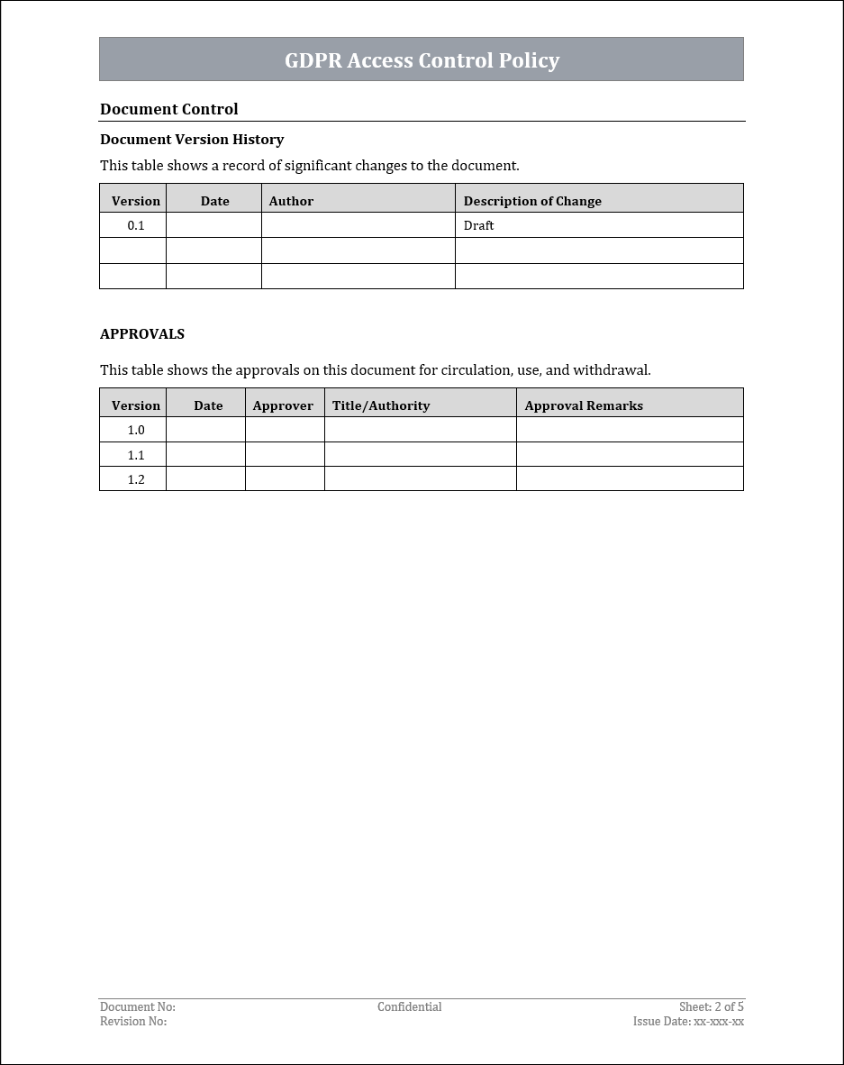GDPR Access Control Policy Template IT Governance Docs