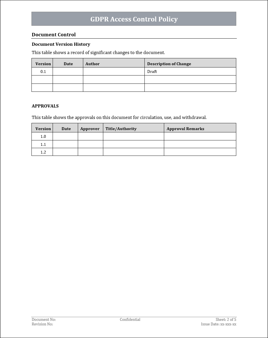 GDPR Access Control Policy Template