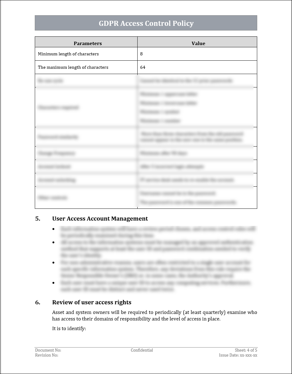 GDPR Access Control Policy Template