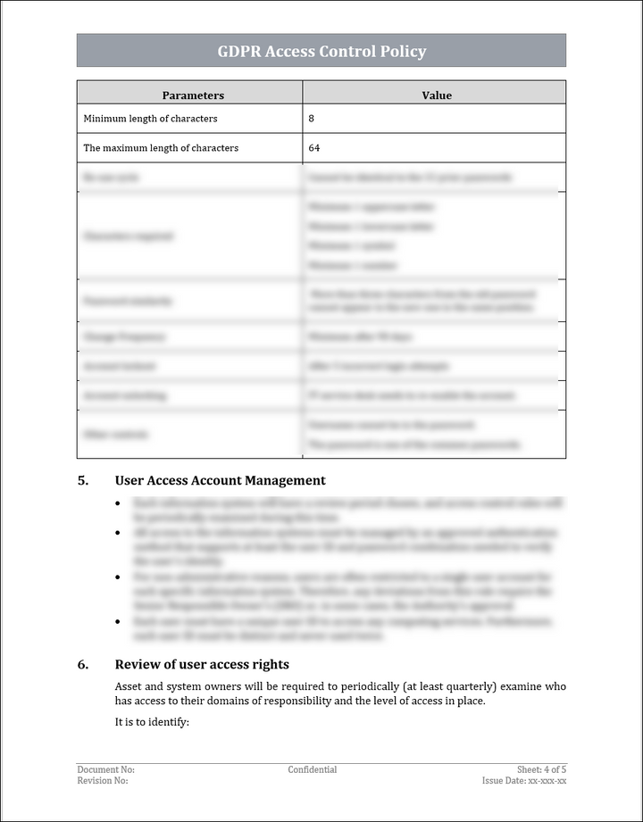 GDPR Access Control Policy Template