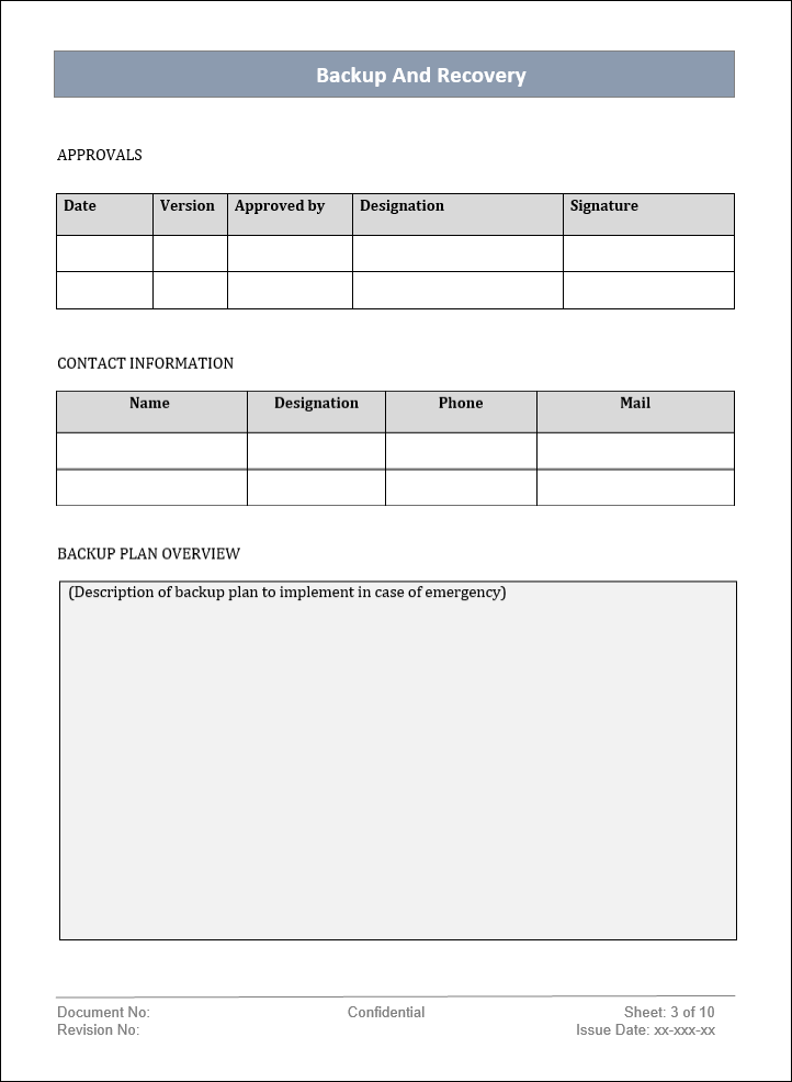 Backup  and Recovery Template