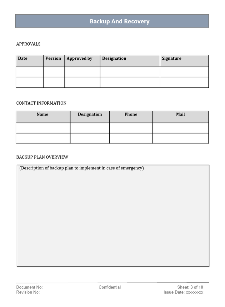 Backup  and Recovery Template
