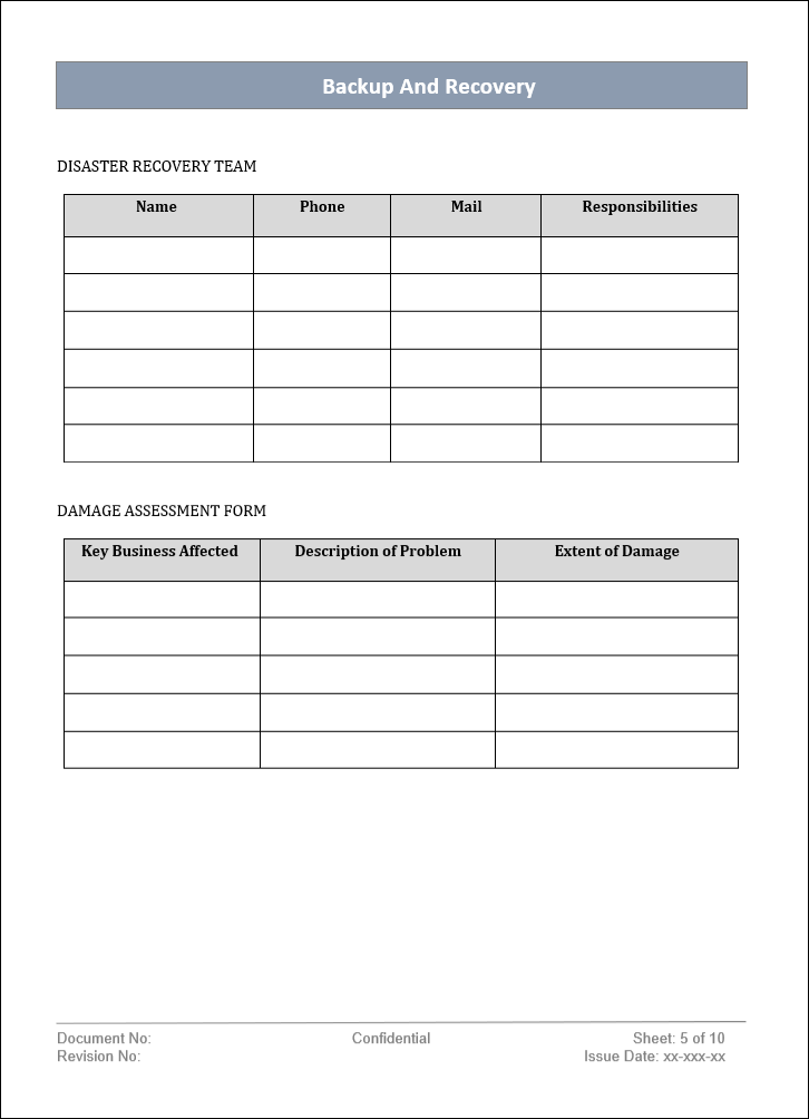 Backup and Recovery Policy Word Template