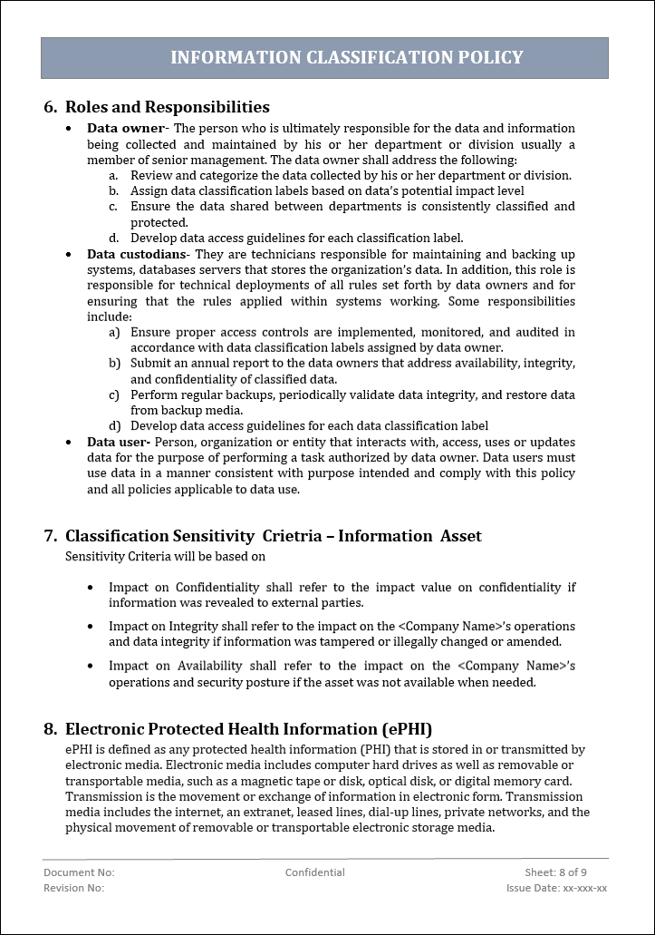 Information Classification Policy – IT Governance Framework