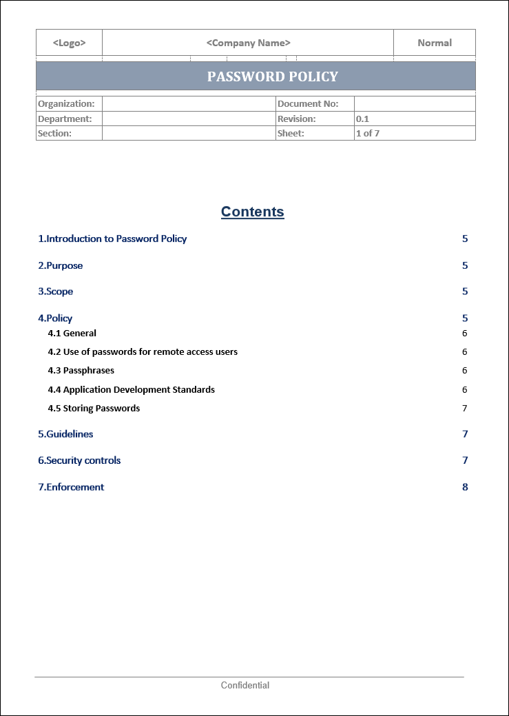 password policy, password policy template